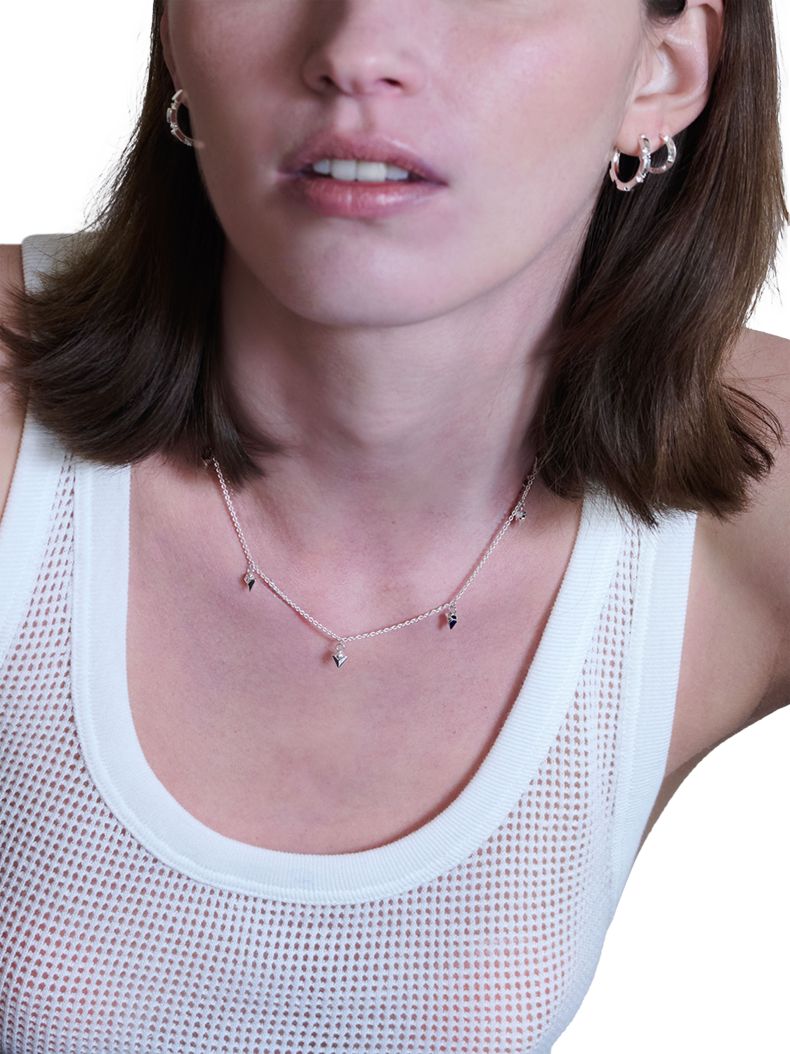 Product image 3 of 4, which shows Rachel Jackson London Arrow Spike Station Necklace, Silver