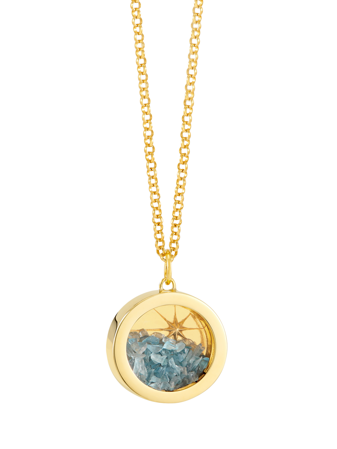 Product image 1 of 5, which shows Rachel Jackson London Personalised Blue Topaz North Star Amulet Necklace, Gold/Blue