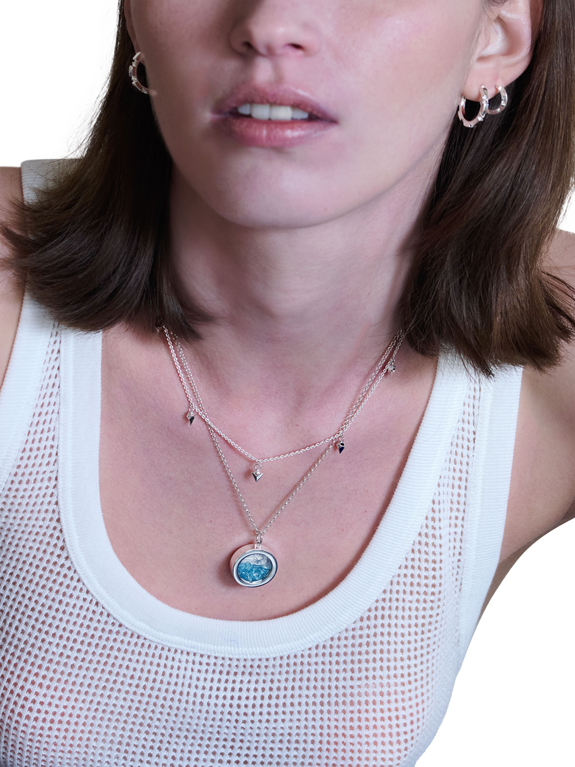 Product image 3 of 5, which shows Rachel Jackson London Personalised Blue Topaz North Star Amulet Necklace, Gold/Blue
