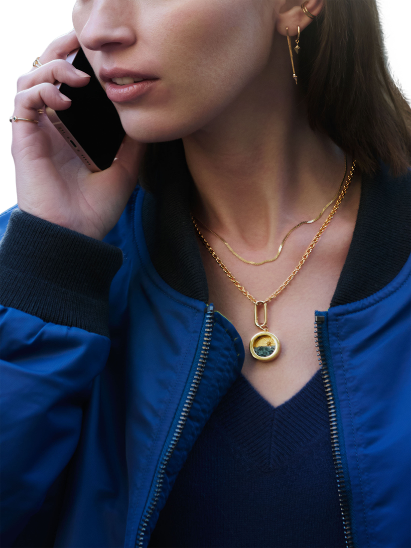 Product image 2 of 5, which shows Rachel Jackson London Personalised Statement Blue Topaz North Star Amulet Necklace, Gold/Blue
