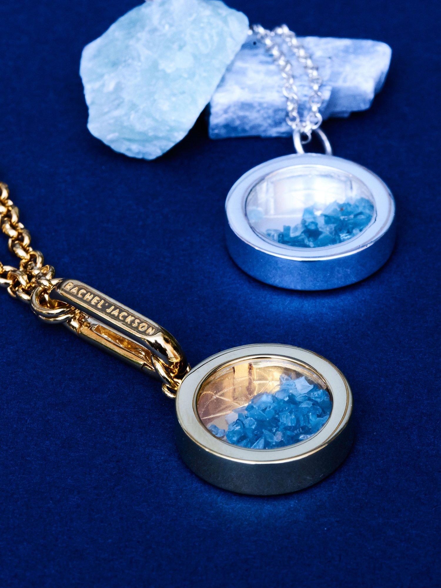 Product image 3 of 5, which shows Rachel Jackson London Personalised Statement Blue Topaz North Star Amulet Necklace, Gold/Blue