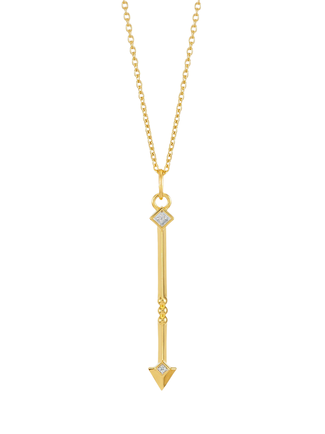 Product image 1 of 3, which shows Rachel Jackson London White Topaz North Star Arrow Necklace, Gold