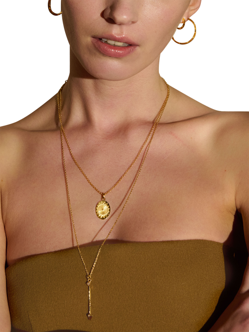 Product image 2 of 3, which shows Rachel Jackson London White Topaz North Star Arrow Necklace, Gold