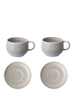like. by Villeroy & Boch Perlemor Porcelain Espresso Cup & Saucer, Set of 2, 60ml, Sand, Natural Natural