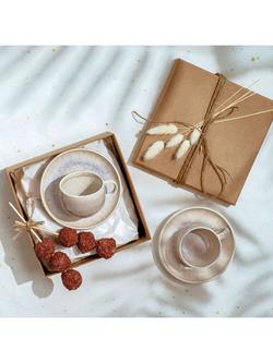 like. by Villeroy & Boch Perlemor Porcelain Espresso Cup & Saucer, Set of 2, 60ml, Sand - view 2, Natural Natural