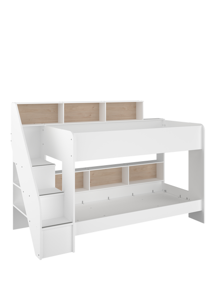 Kids Avenue Parisot Biblio Bunkbed, European Single, White/Oak - view 2, White/Oak