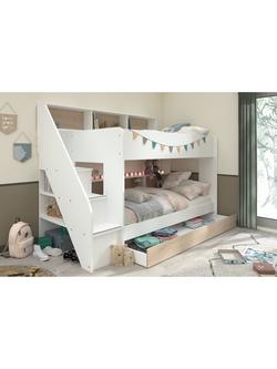 Kids Avenue Parisot Biblio Bunkbed, European Single, White/Oak, White/Oak