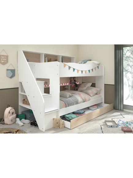 Kids Avenue Parisot Biblio Bunkbed, European Single, White/Oak, White/Oak