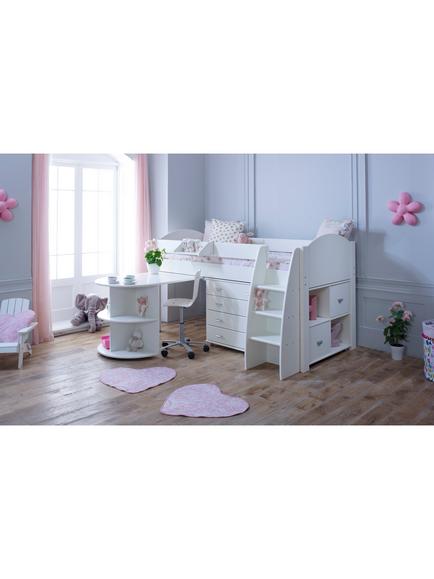 Kids Avenue Eli Mid Sleeper Bed Frame And Storage Units,  European Single, White, White