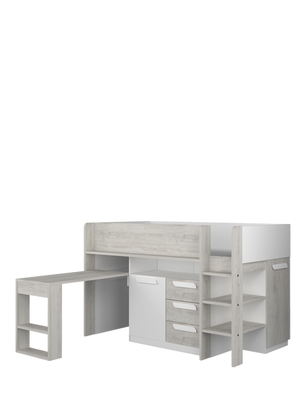 Kids Avenue Trasman Kids Girona Mid Sleeper Bed Frame, European Single - view 2, Cascina/White