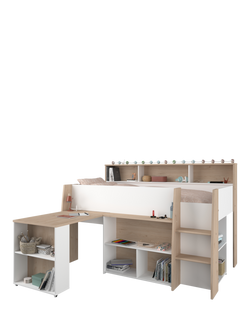 Kids Avenue Lucas Mid Sleeper Bed Frame, Single - view 2, White/Oak