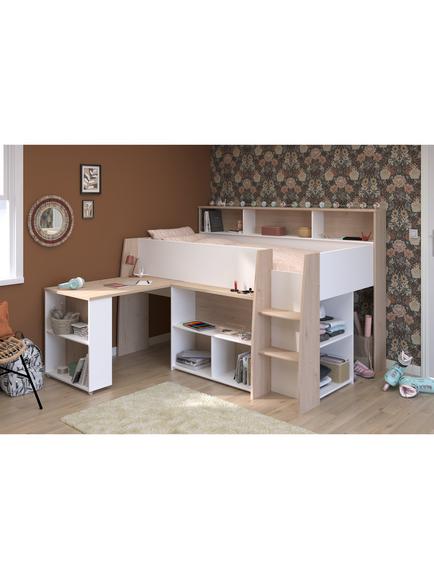 Kids Avenue Lucas Mid Sleeper Bed Frame, Single, White/Oak