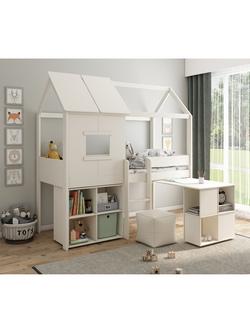 Kids Avenue Ordi Midi Playhouse Mid Sleeper Bed with Desk and Cube Storage, European Single - view 2, White