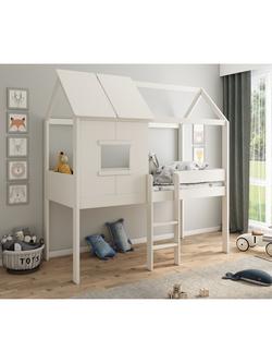 Kids Avenue Midi Playhouse Mid Sleeper Bed Frame, European Single, White