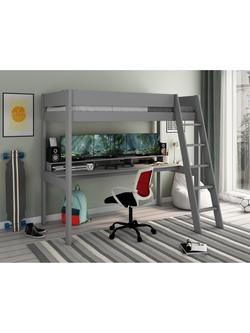 Kids Avenue Estella Gaming High Sleeper Bed Frame, Single, Grey, Grey