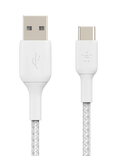 Belkin BoostCharge Braided USB-A to USB-C Cable, 1m, White