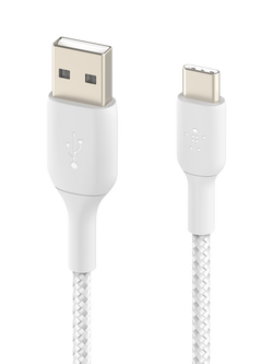 Belkin BoostCharge Braided USB-A to USB-C Cable, 1m, White - view 2, 