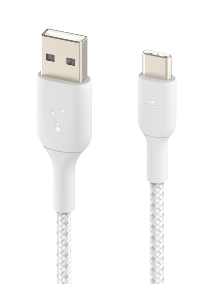 Belkin BoostCharge Braided USB-A to USB-C Cable, 1m, White - view 2, 