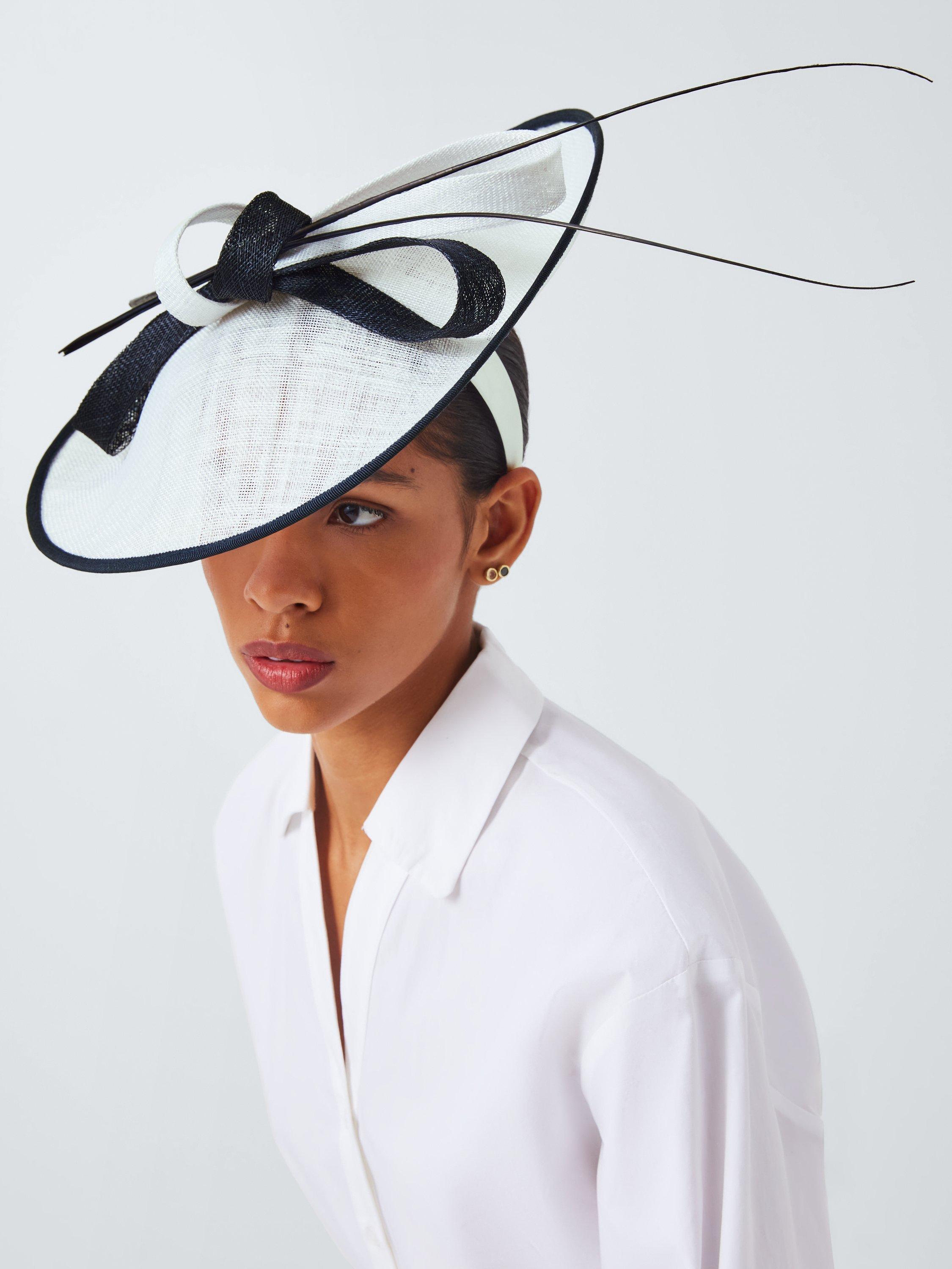 Product image 4 of 4, which shows John Lewis Daisy Disc Fascinator, Ivory/Navy