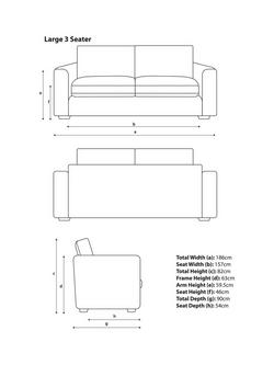 John Lewis Oliver II Large 3 Seater Sofa, Light Leg, Aquaclean Matilda Steel - view 2, Aquaclean Matilda Steel