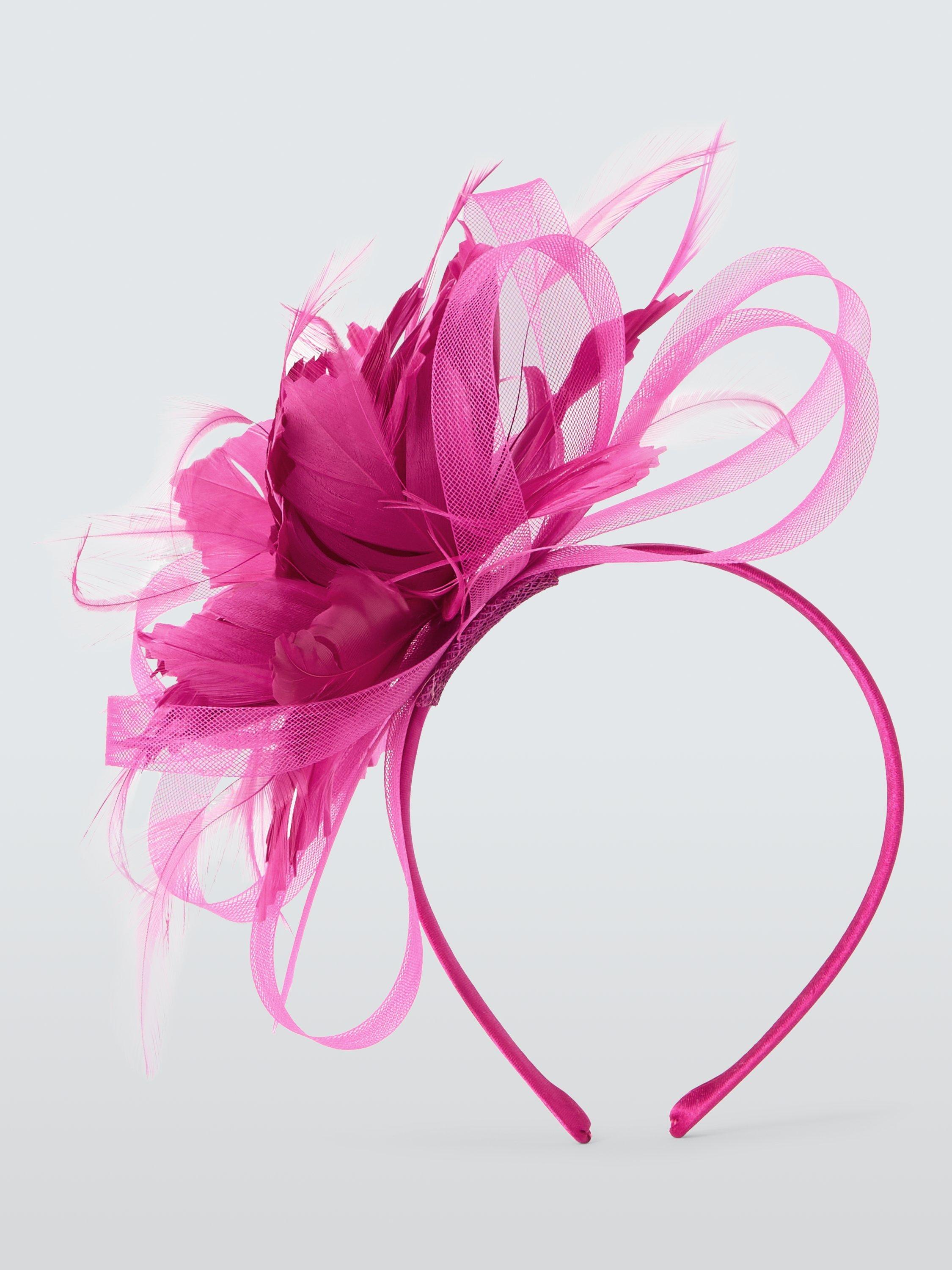 Product image 2 of 4, which shows John Lewis Aurora Feather Loop Fascinator, Pink