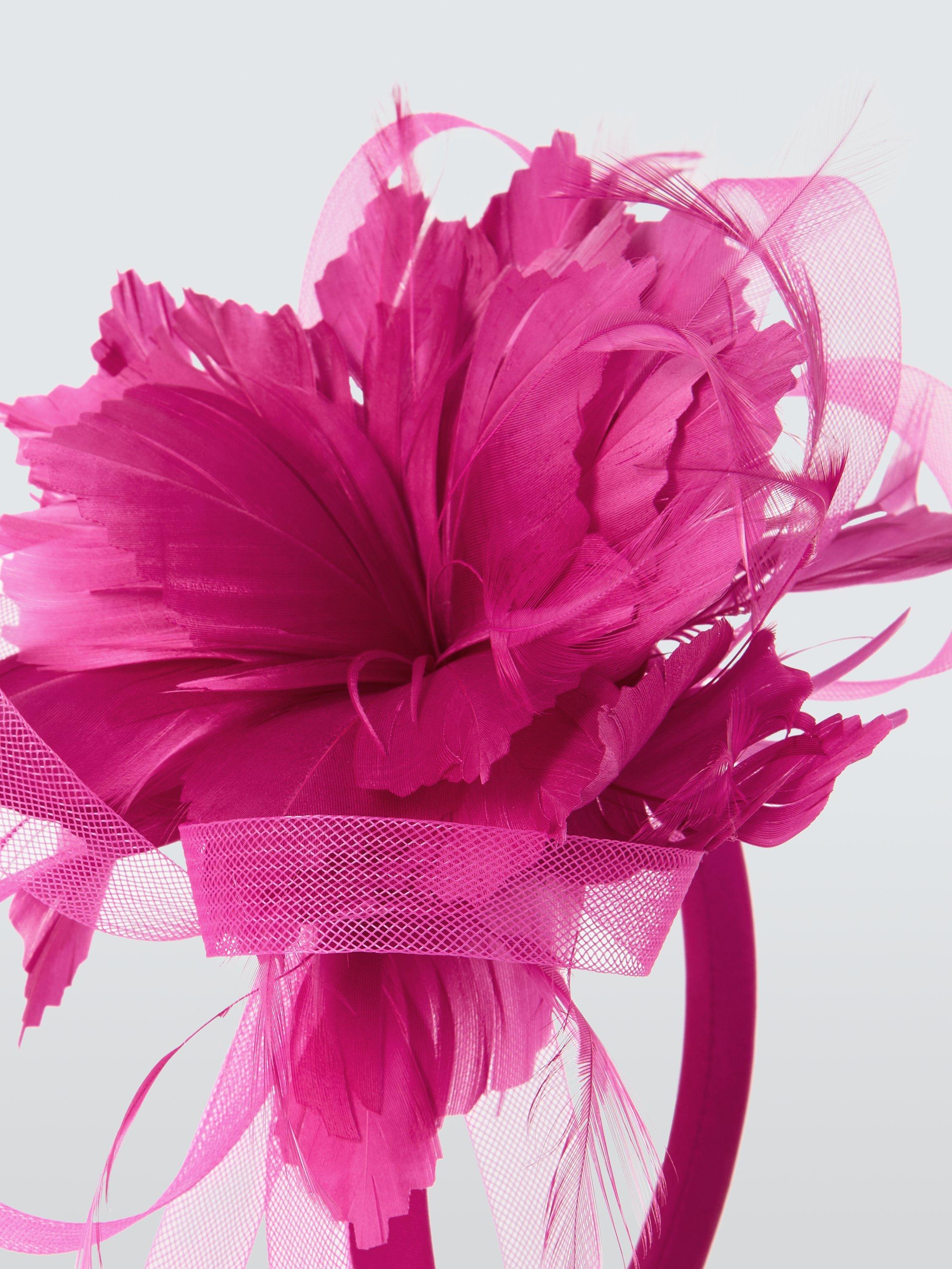 Product image 3 of 4, which shows John Lewis Aurora Feather Loop Fascinator, Pink