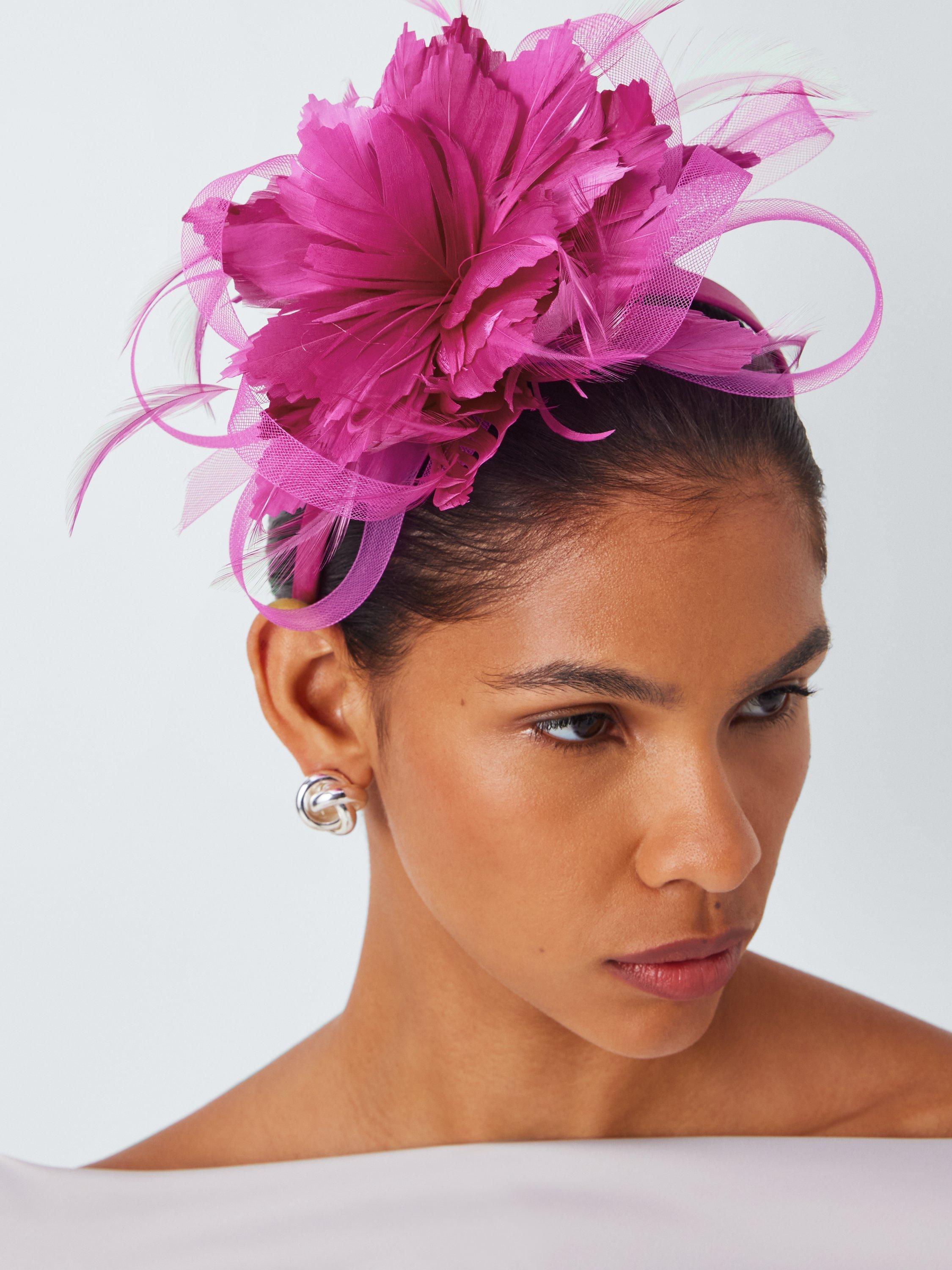 Product image 4 of 4, which shows John Lewis Aurora Feather Loop Fascinator, Pink