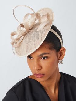 John Lewis Beatrice Upturn Disc Twirl Fascinator, Oyster