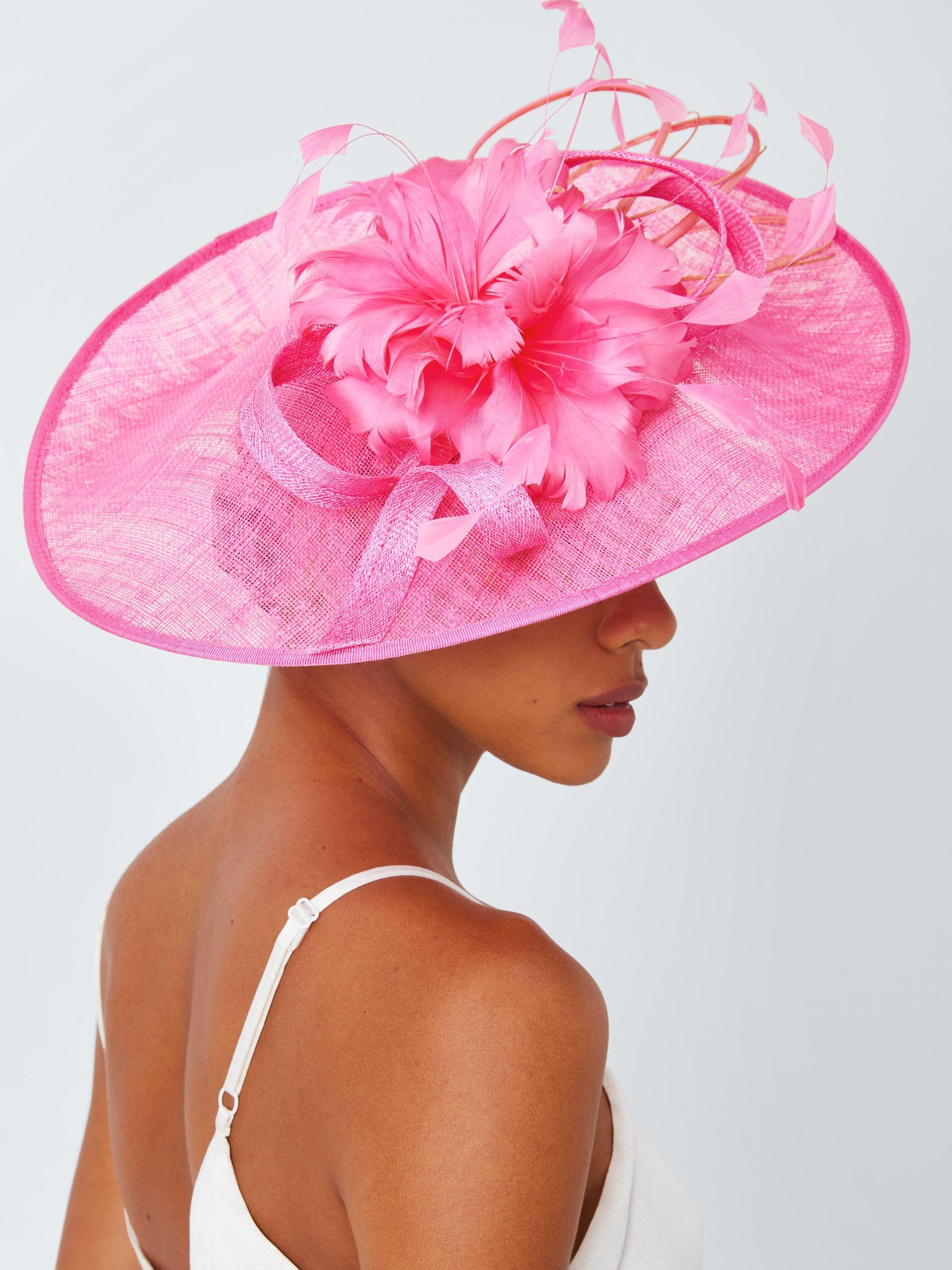 Product image 4 of 4, which shows John Lewis Hattie Large Disc Occasion Hat, Pink