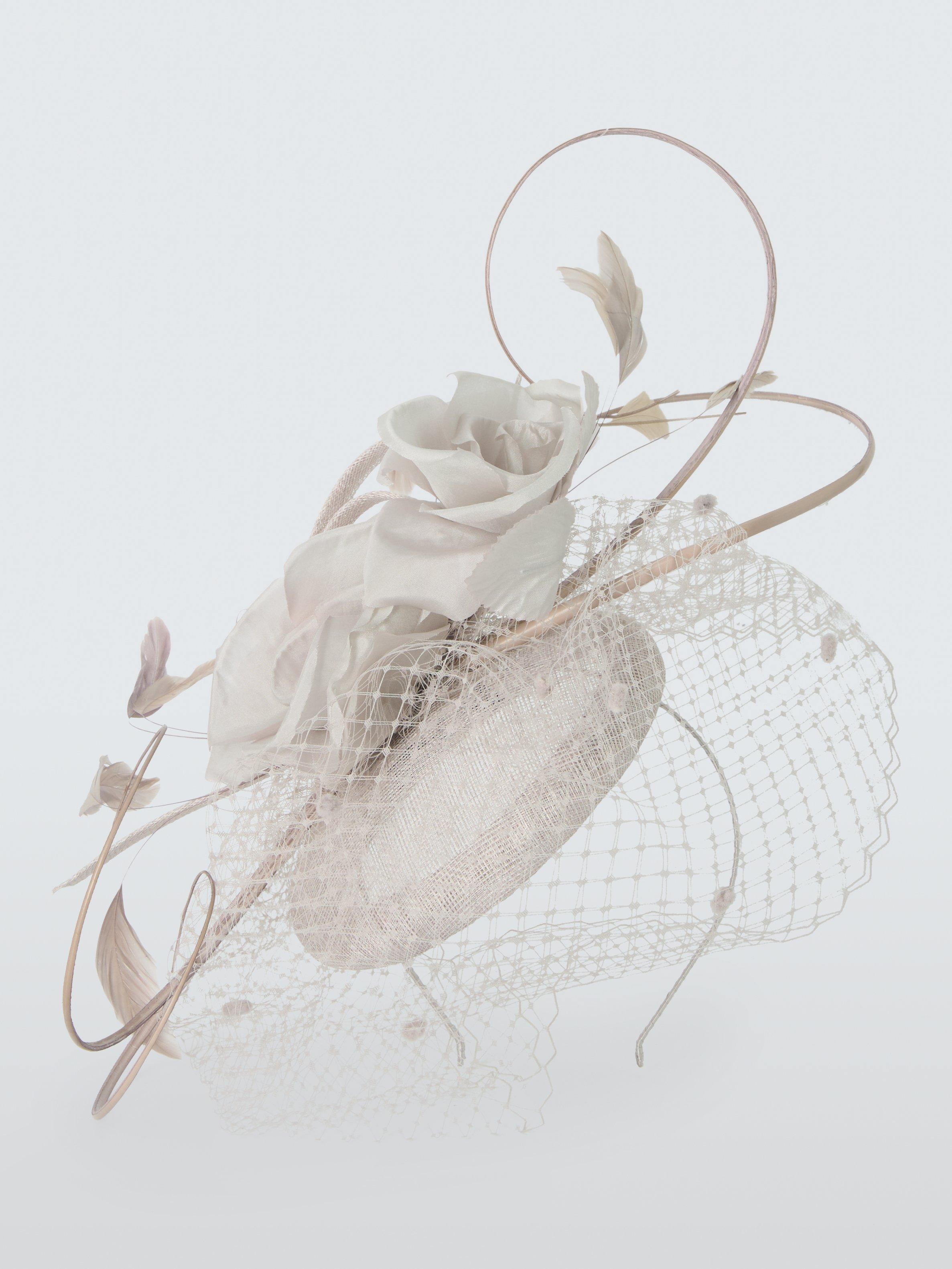 Product image 2 of 4, which shows Snoxells Rebecca Flower Corsage Veil Fascinator, Dusty Maeve