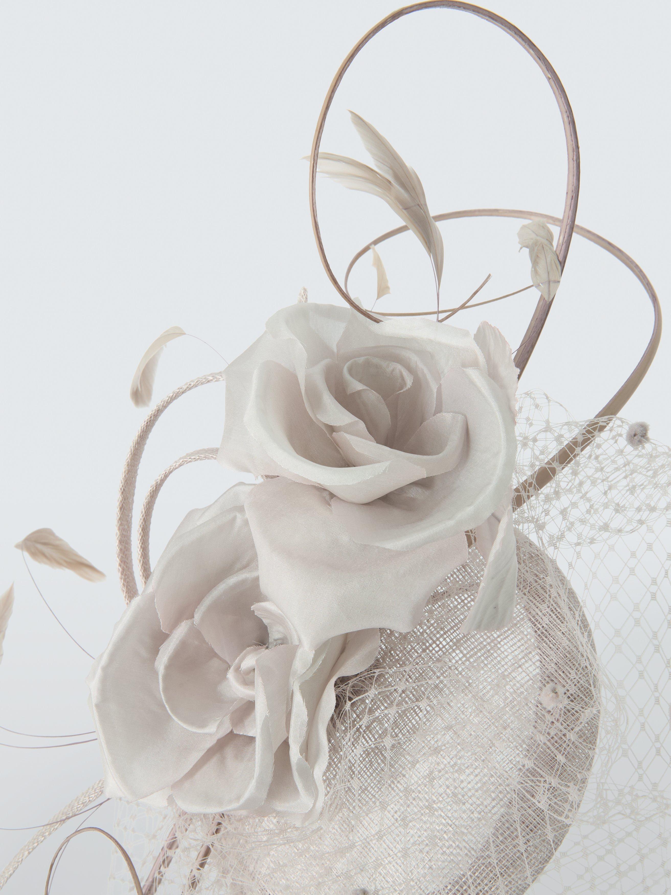 Product image 3 of 4, which shows Snoxells Rebecca Flower Corsage Veil Fascinator, Dusty Maeve