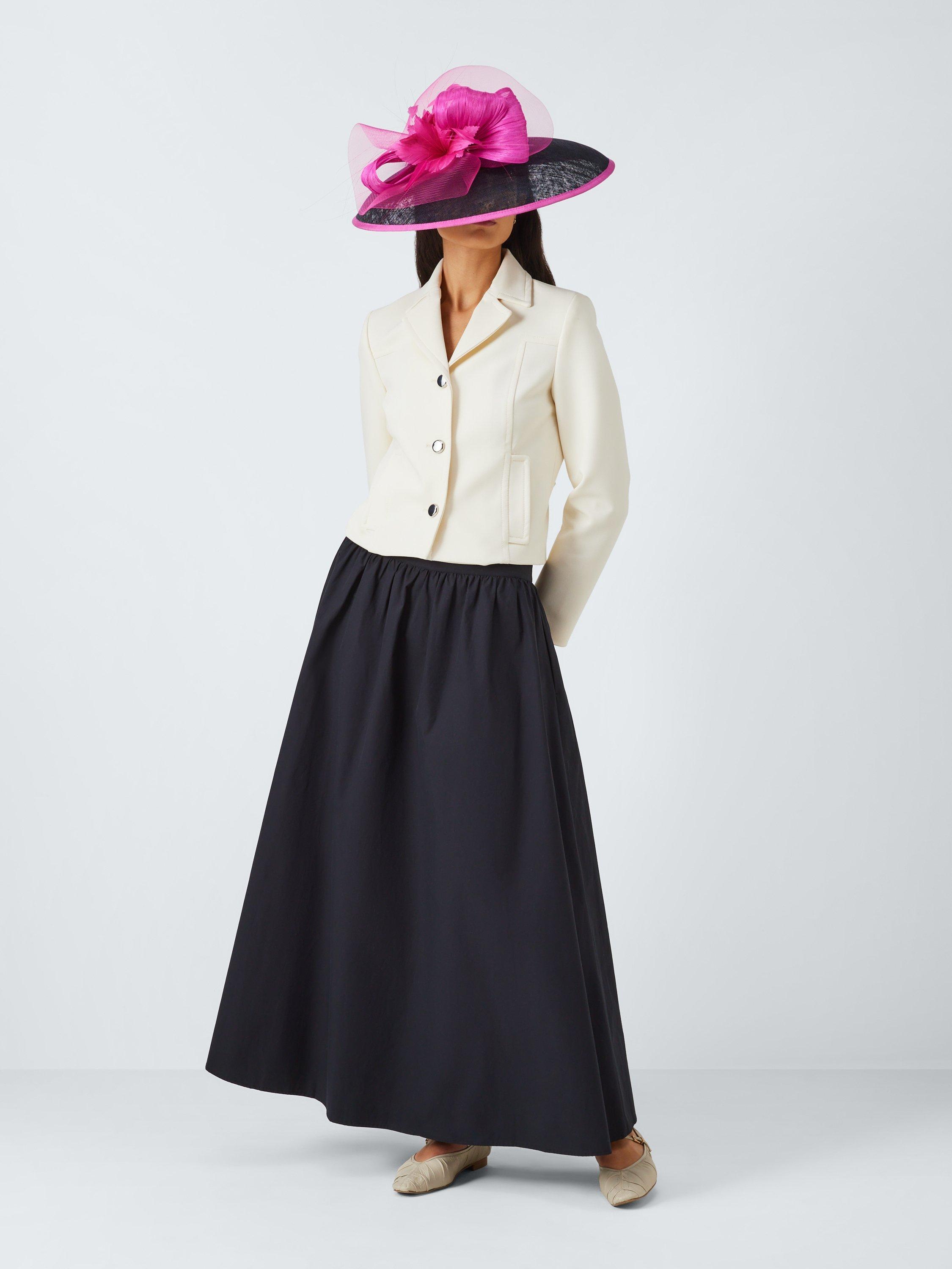 Product image 4 of 4, which shows Snoxells Scarlett Downward Brim Bow Occasion Hat, Black/Pink