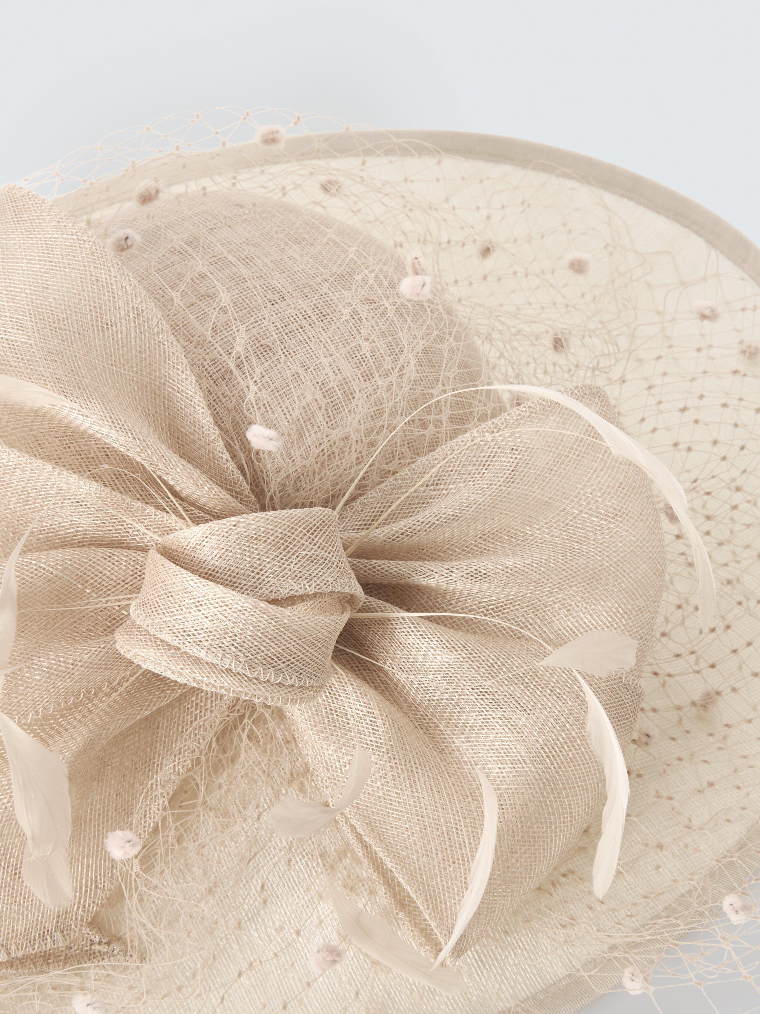 Product image 3 of 4, which shows Snoxells Sofia East West Large Disc Occasion Hat, Champagne