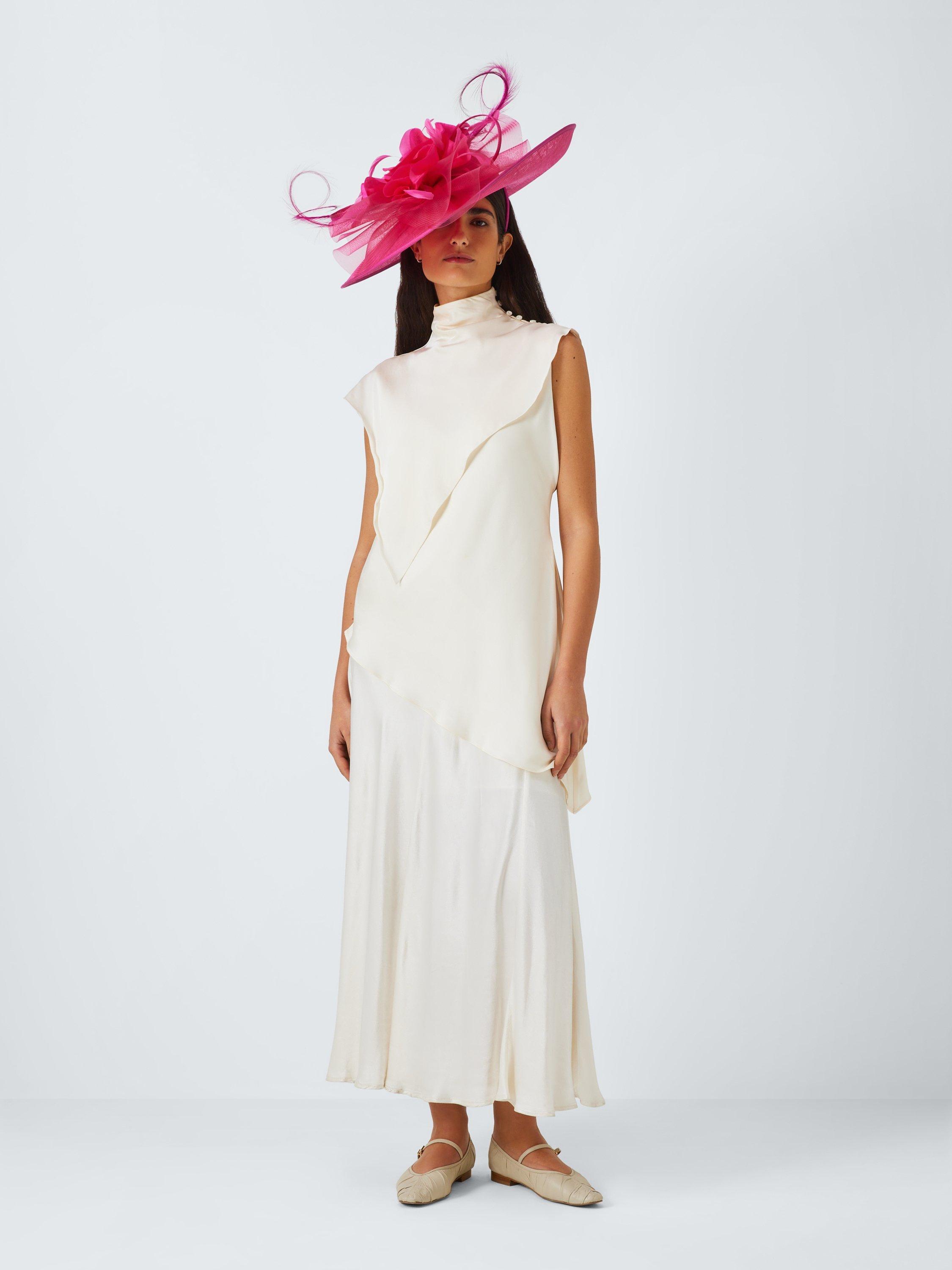 Product image 4 of 4, which shows Snoxells Victoria Large Disc Floral Feather Occasion Hat, Pink