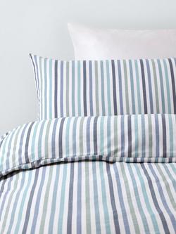 John Lewis Kids' Striped Cotton Duvet Cover and Pillowcase Set, Blue, Blue