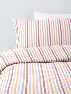 John Lewis Kids' Candy Striped Cotton Duvet Cover and Pillowcase Set, Multi, Multi
