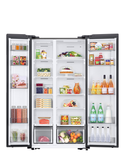 Samsung Series 6 SpaceMax RS57DG400EM9EU Freestanding 65/35 American-Style Smart Fridge Freezer, Silver Matt - view 2, Silver Matt