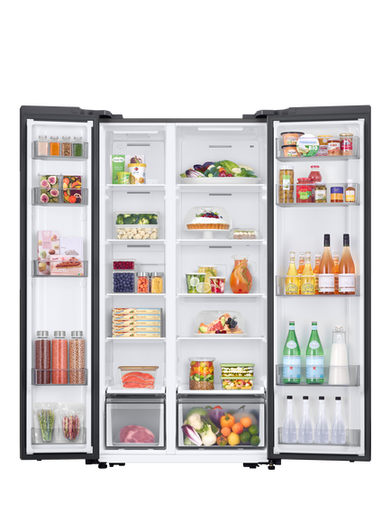 Samsung Series 6 RS57DG400EM9EU Freestanding 65/35 Smart American Fridge Freezer with SpaceMax™, Silver Matt - view 2, Silver Matt