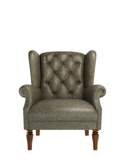 John Lewis Claverdon II Leather Armchair, Dark Leg, Galveston Slate