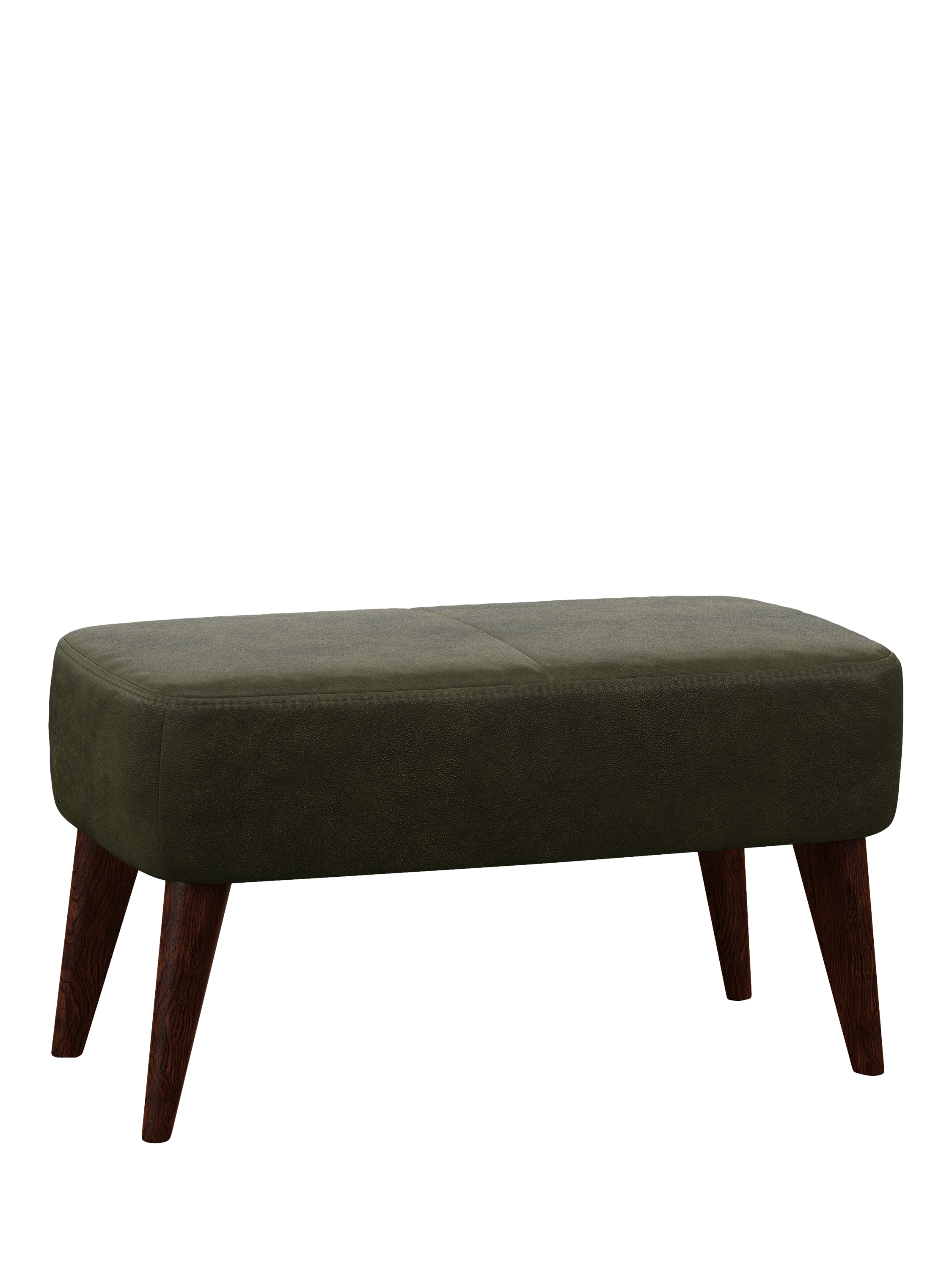 Bergen Range, John Lewis Bergen Leather Footstool, Dark Leg, Demetra Green