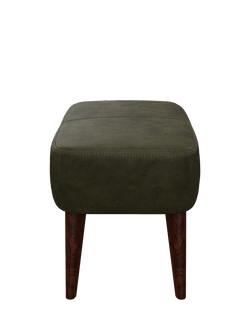 John Lewis Bergen Leather Footstool, Dark Leg - view 2, Demetra Green