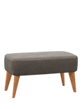 John Lewis Bergen Leather Footstool, Light Leg, Demetra Grey