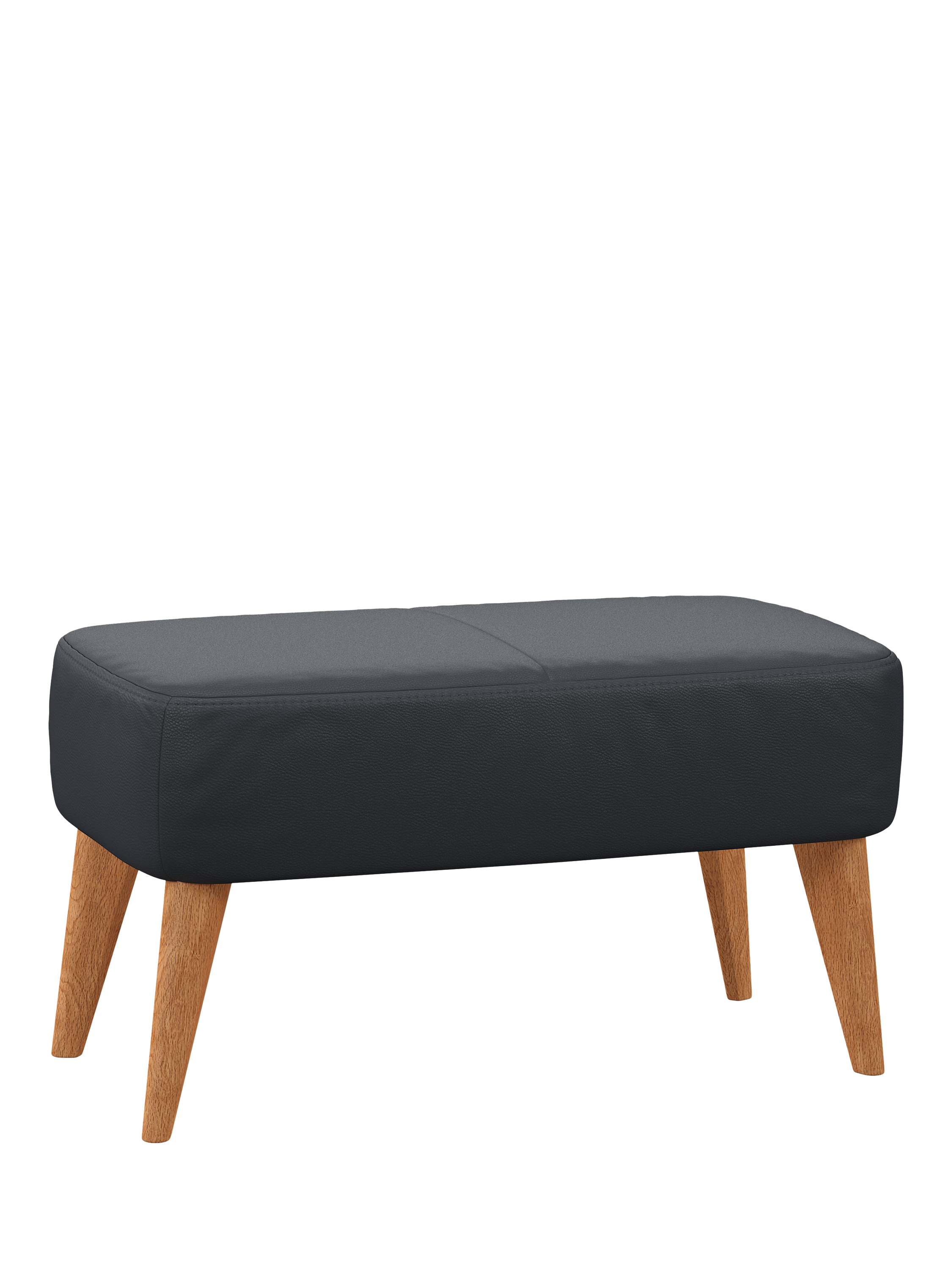 Bergen Range, John Lewis Bergen Leather Footstool, Light Leg, Matt Navy