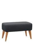 John Lewis Bergen Leather Footstool, Light Leg, Matt Navy