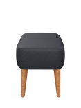 John Lewis Bergen Leather Footstool, Light Leg, Matt Navy