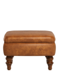 John Lewis Claverdon II Leather Footstool, Dark Leg