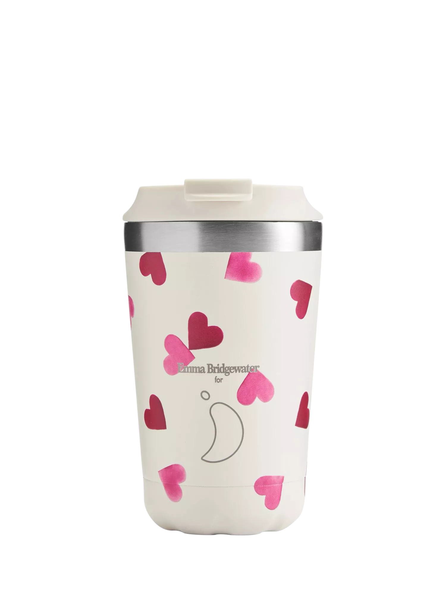 Chilly's Emma Bridgewater Original Double Wall Insulated Travel Mug, 340ml, Pink Hearts