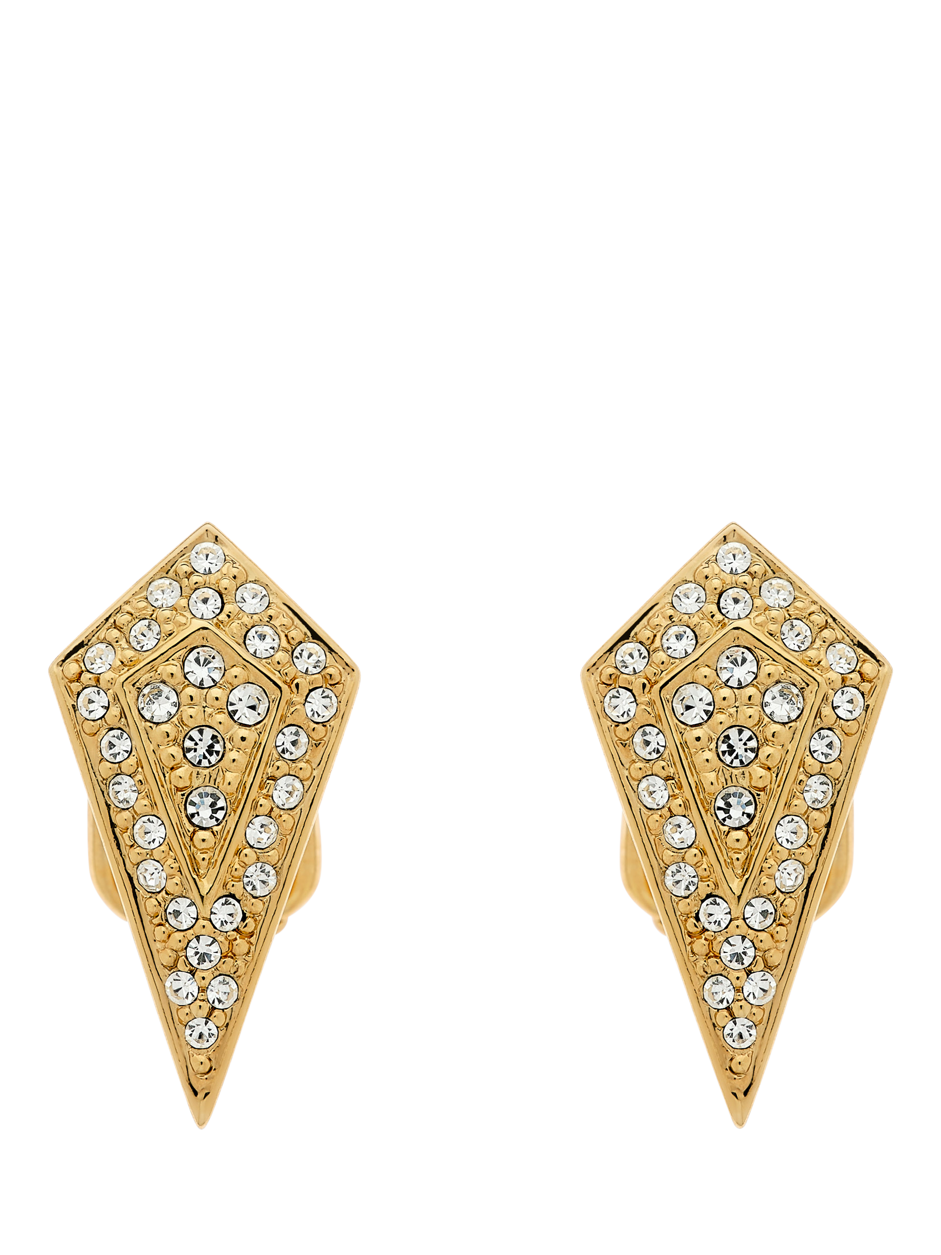 Emma Holland Pave Crystal Art Deco Clip-On Earrings, Gold