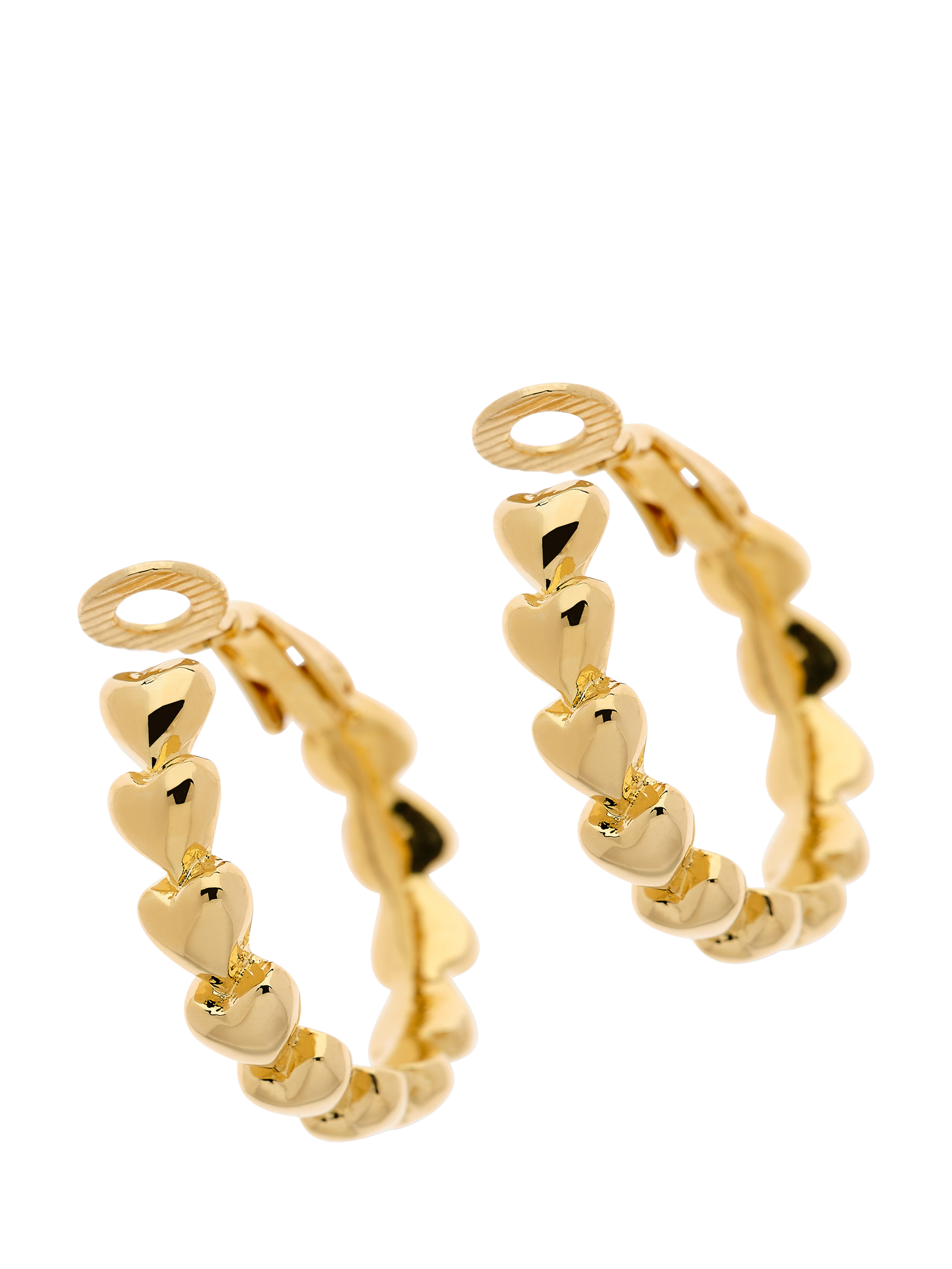 Product image 1 of 2, which shows Emma Holland Heart Hoop Clip-On Earrings, Gold