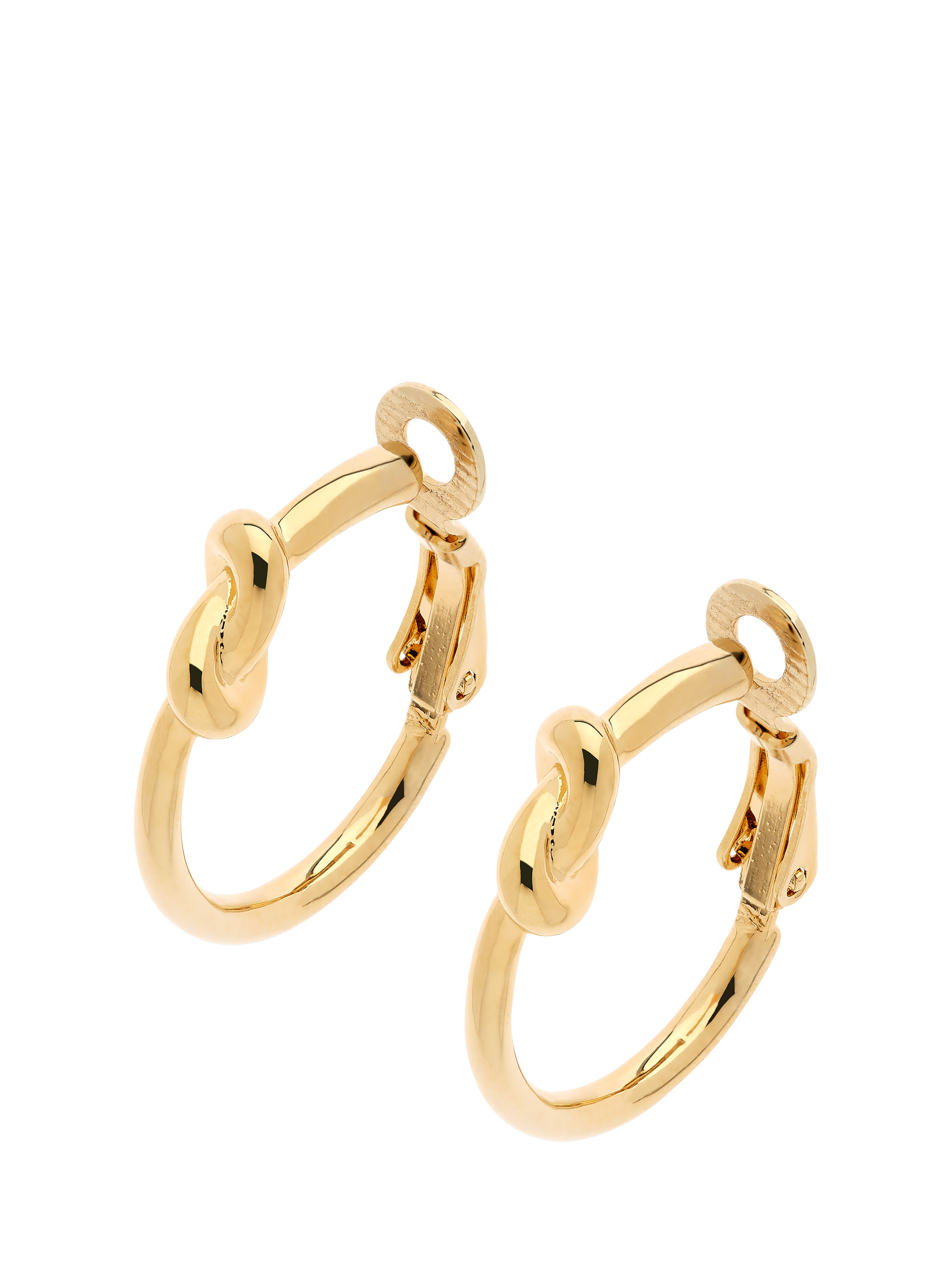 Product image 1 of 3, which shows Emma Holland Knot Hoop Clip-On Earrings, Gold